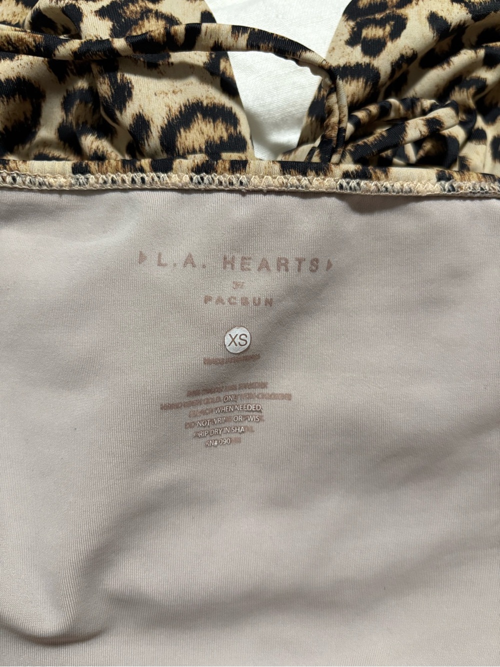 La Hearts Leopard High-Cut Print Tie-Front Bandeau Swimsuit- Cheetah Print - Picture 5 of 5